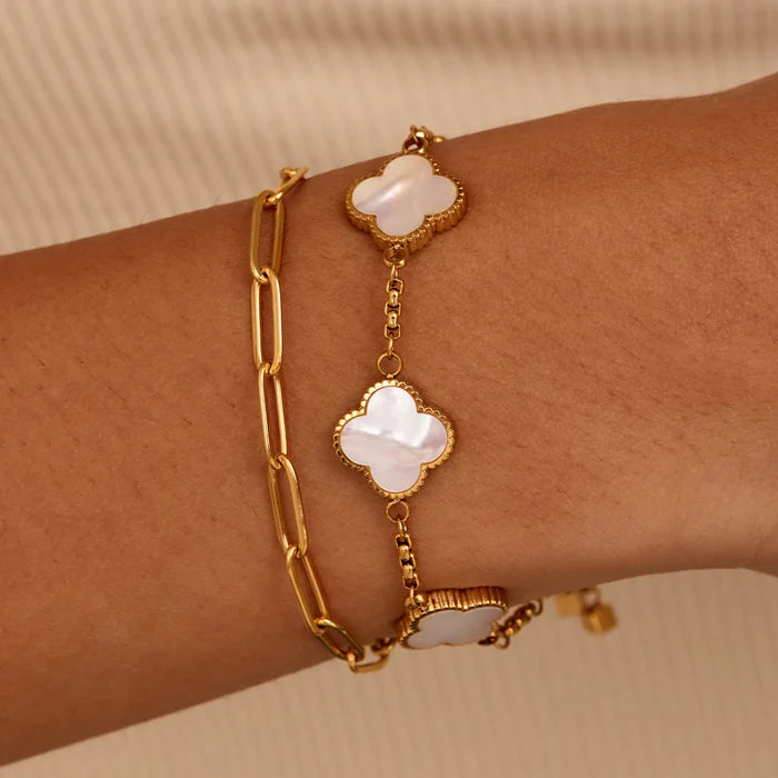 Mother Of Pearl Clover Bracelet